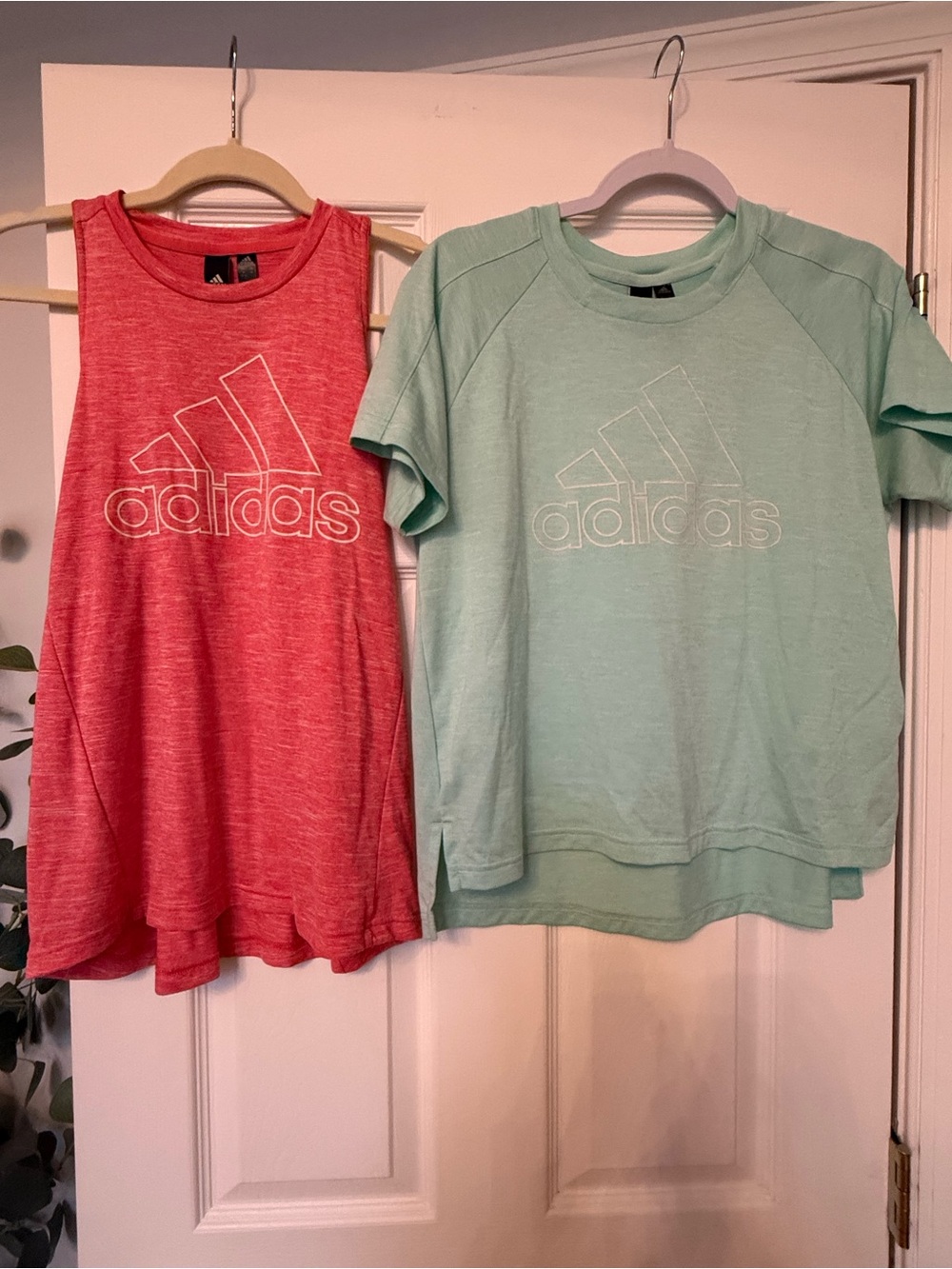 adidas Women’s Heather Red Tank Top & Mint Green Tee Set